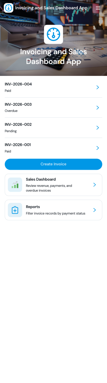 Invoicing and Sales Dashboard App Template