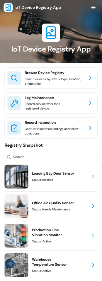 IoT Device Registry App Template