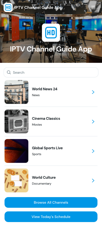 IPTV Channel Guide App Template