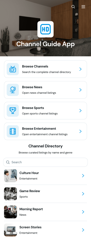 Channel Guide App Template