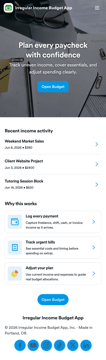 Irregular Income Budget App Template