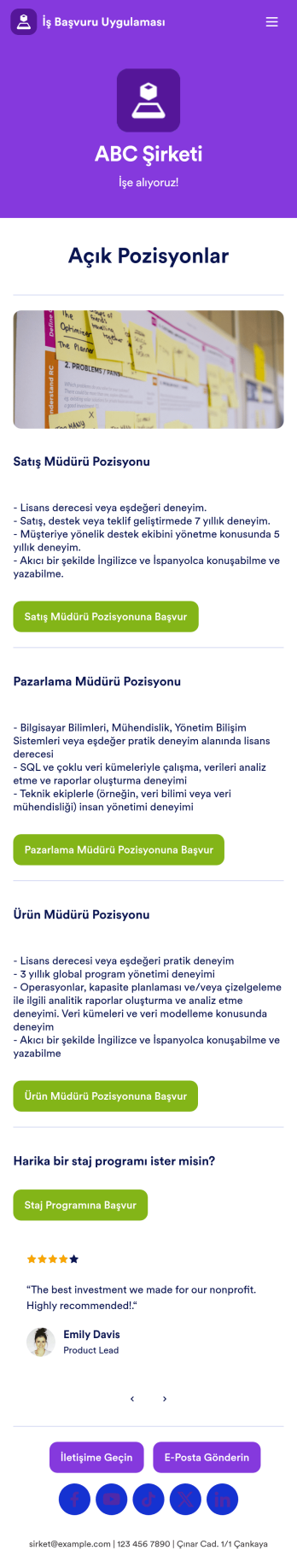 İş Başvuru Uygulama Șablonu