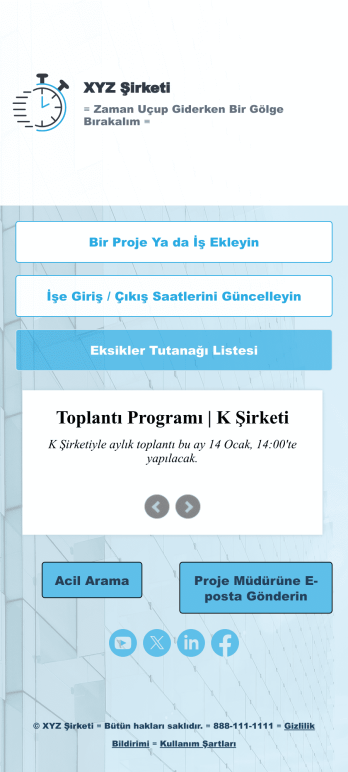 İşe Giriş / Çıkış Saati Zaman Çizelgesi Uygulaması Template