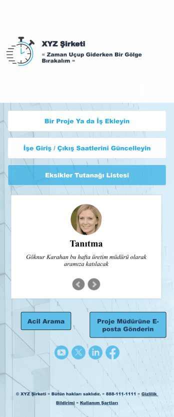 İşe Giriş / Çıkış Saati Zaman Çizelgesi Uygulaması Template