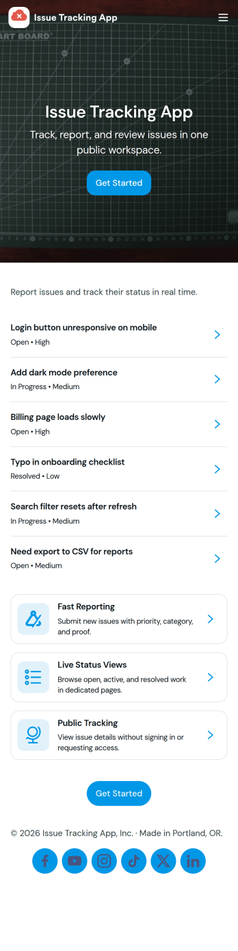 Issue Tracking App Template