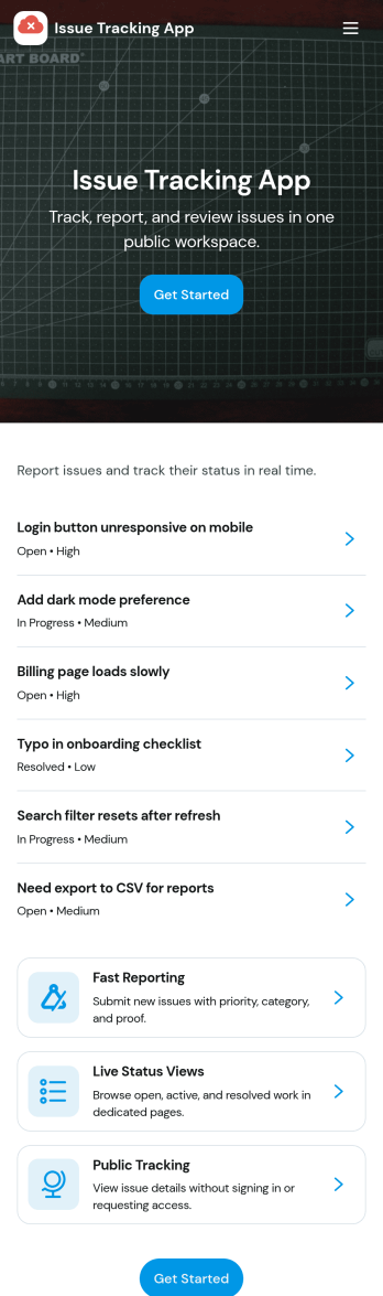 Issue Tracking App Template