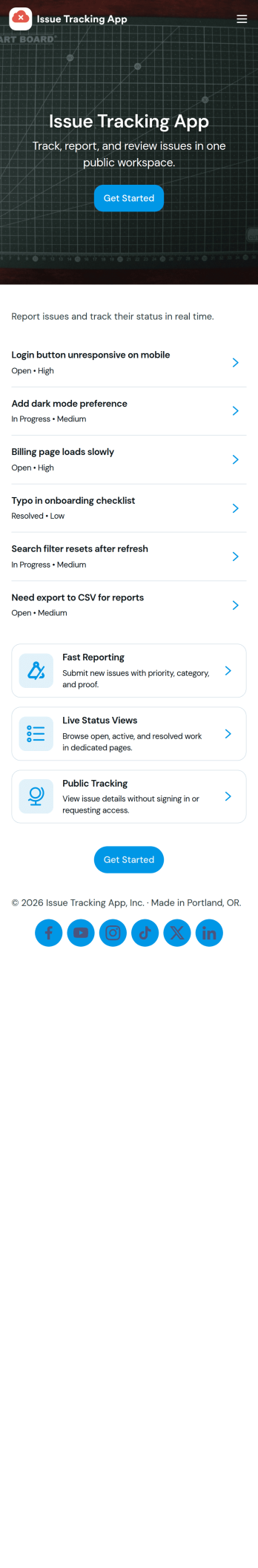 Issue Tracking App Template