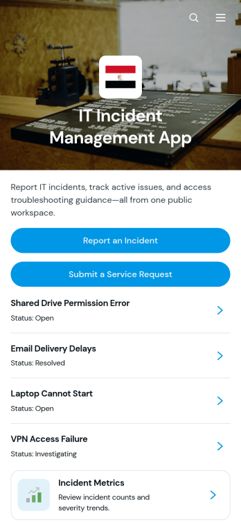 IT Incident Management App Template