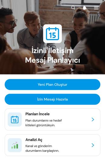 İzin Mesajı Planlayıcı Uygulama Șablonu