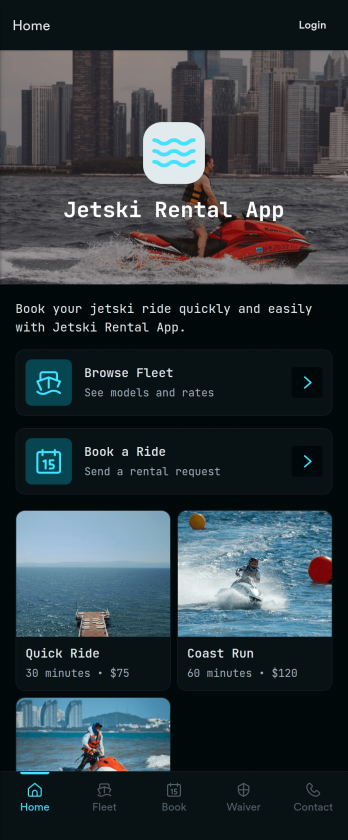 Jetski Rental App Template