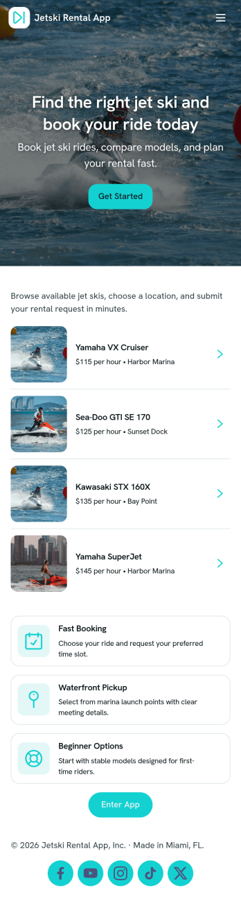 Jetski Rental App Template