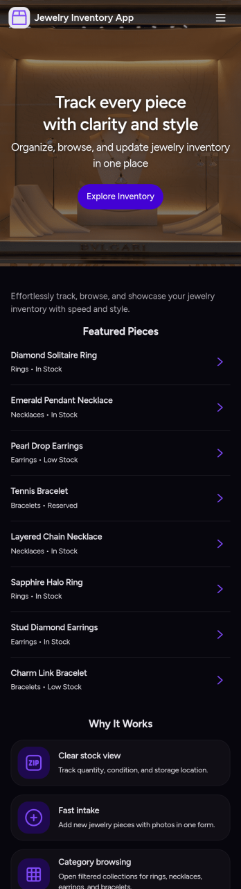 Jewelry Inventory App Template