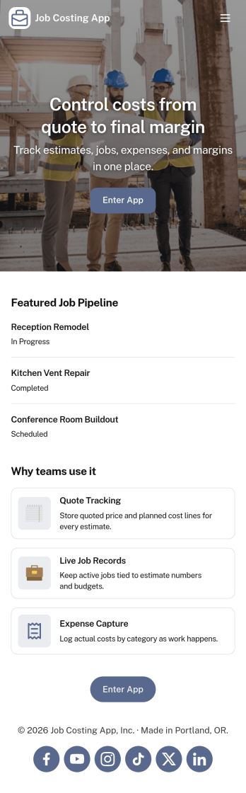 Job Costing App Template