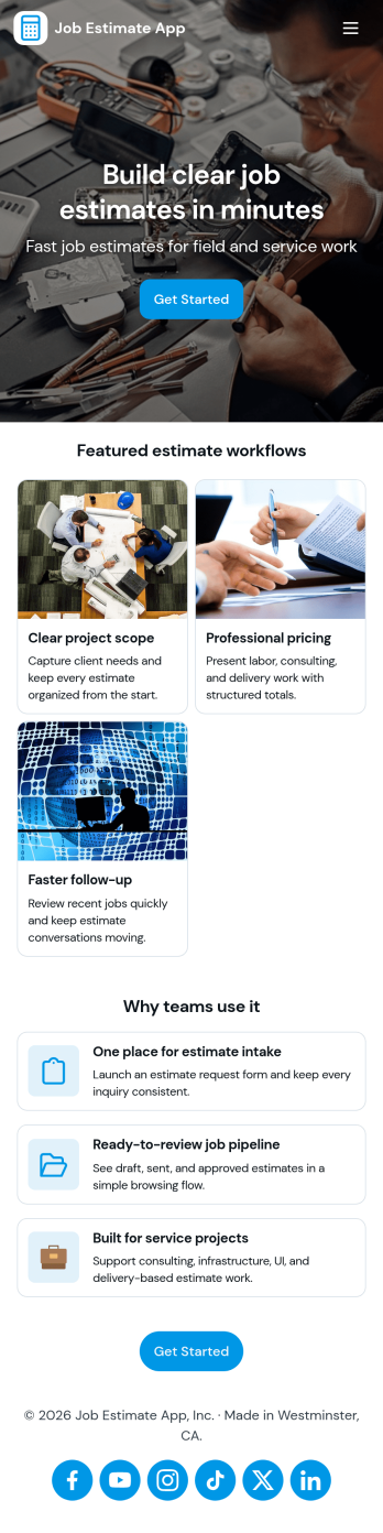 Job Estimate App Template