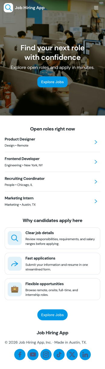 Job Hiring App Template