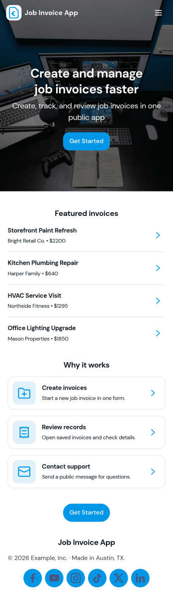 Job Invoice App Template