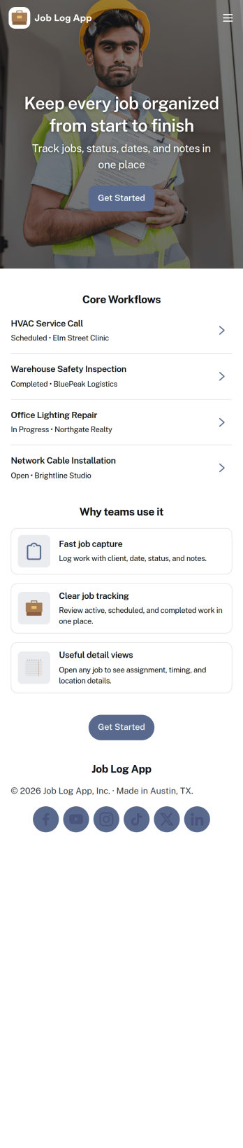 Job Log App Template