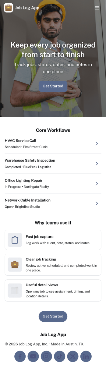 Job Log App Template