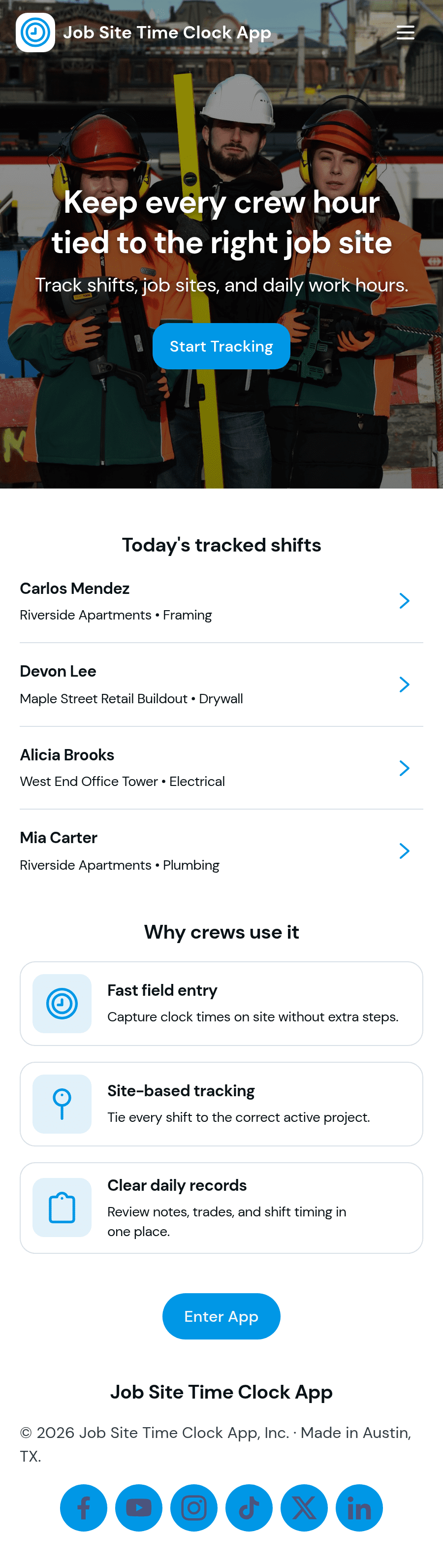 Job Site Time Clock App Template | Jotform