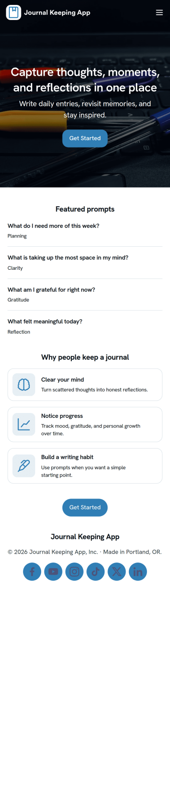 Journal Keeping App Template