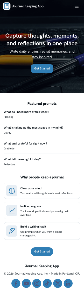Journal Keeping App Template