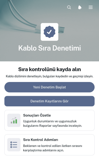 Kablo Sırası Denetim Uygulama Șablonu