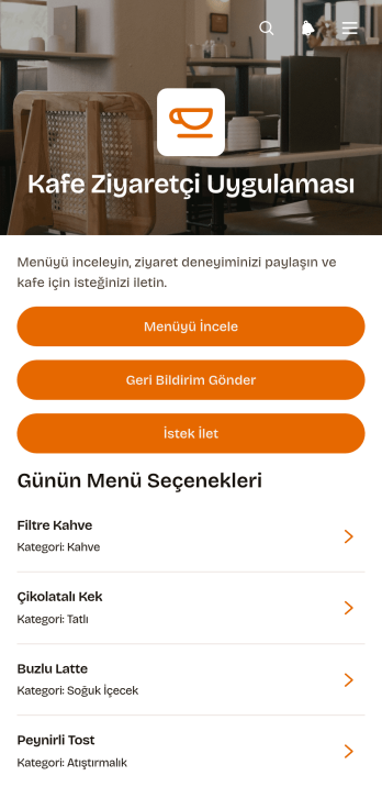 Kafe Ziyaretçi Uygulama Șablonu