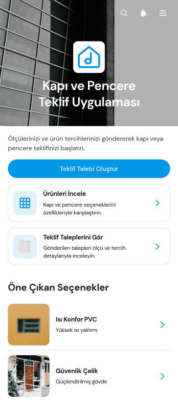 Kapı ve Pencere Teklif Uygulama Șablonu