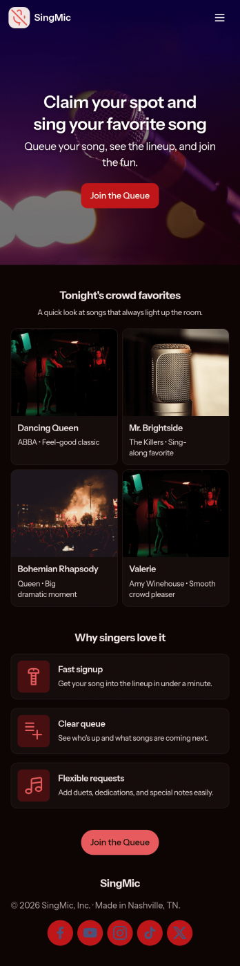 Karaoke Sign Up App Template