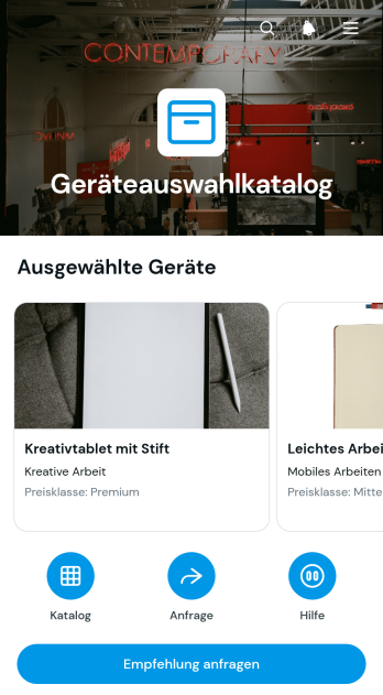 Katalog-App zur Geräteauswahl