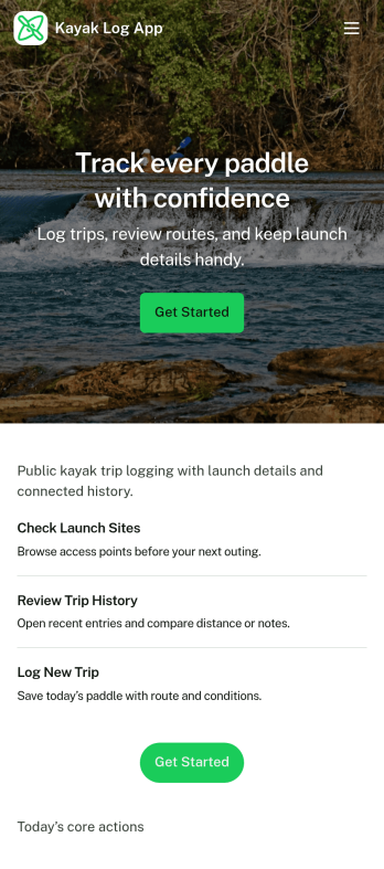 Kayak Log App Template