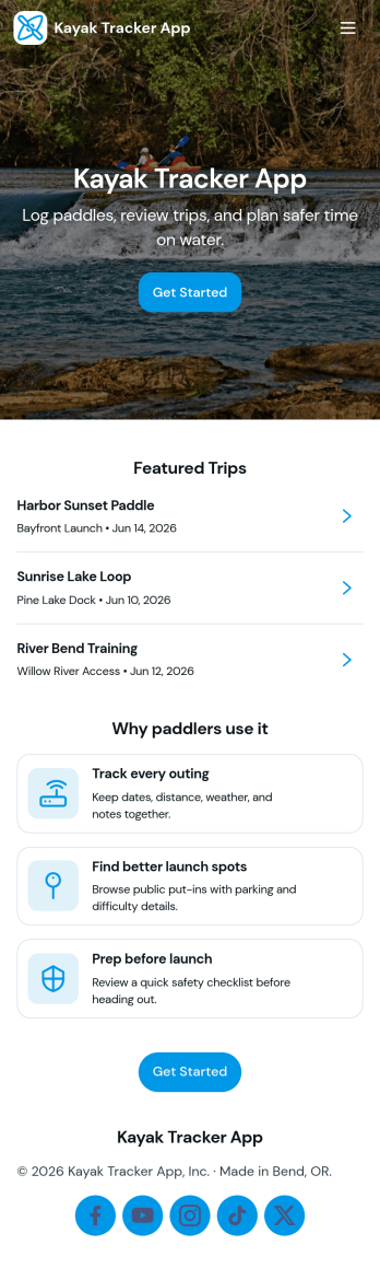 Kayak Tracker App Template