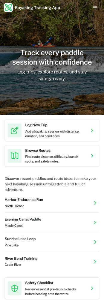 Kayaking Tracking App Template