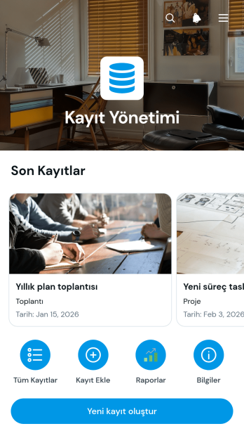 Kayıt Yönetimi Uygulama Șablonu