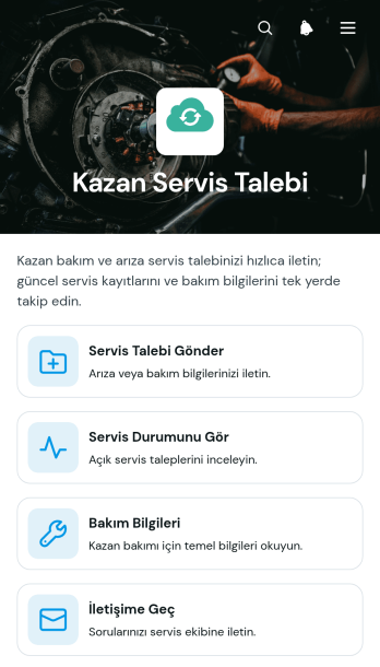 Kazan Servis Talebi Uygulama Șablonu