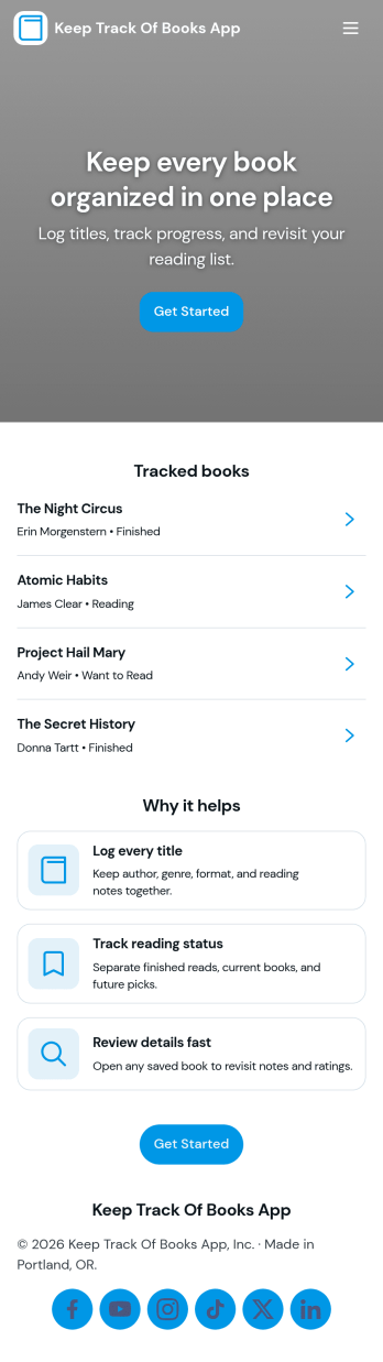 Keep Track of Books App Template