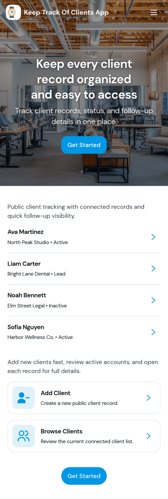Keep Track of Clients App Template