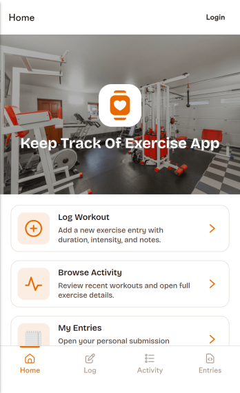 Keep Track of Exercise App Template