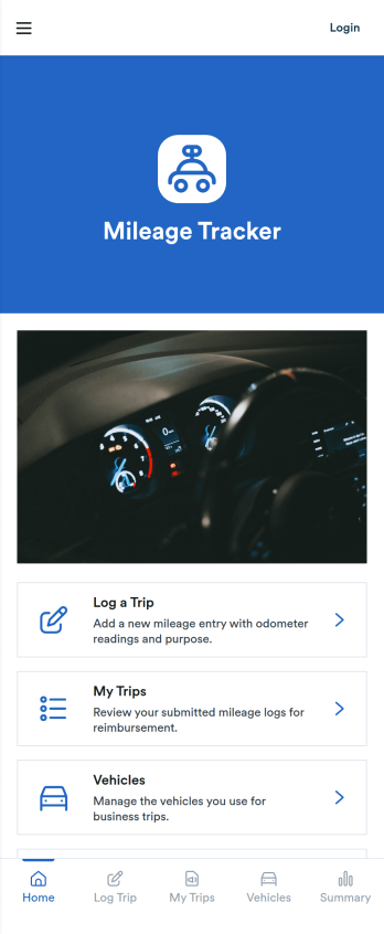 Keep Track of Mileage App Template