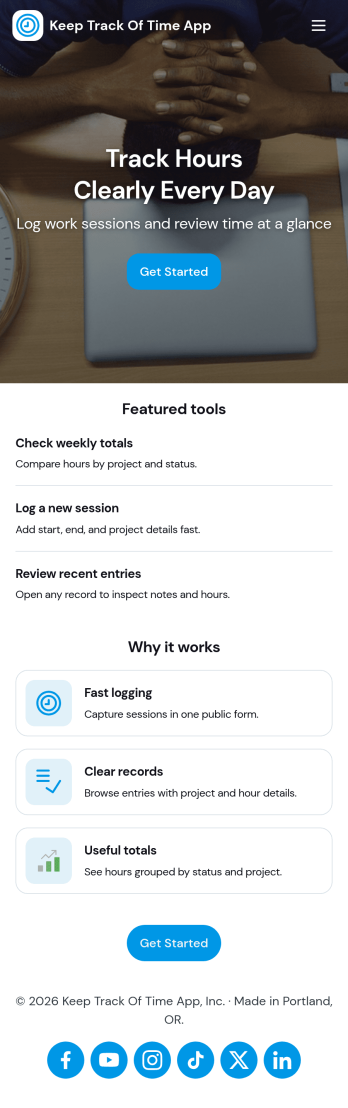 Keep Track of Time App Template