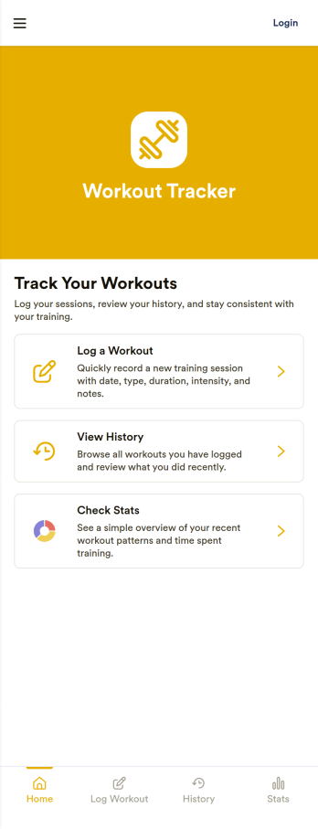 Keep Track of Workouts App Template