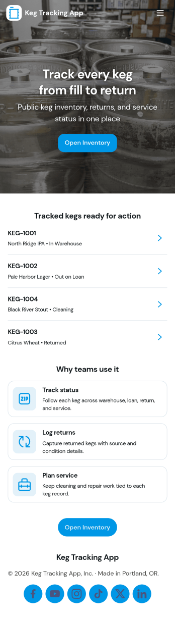 Keg Tracking App Template