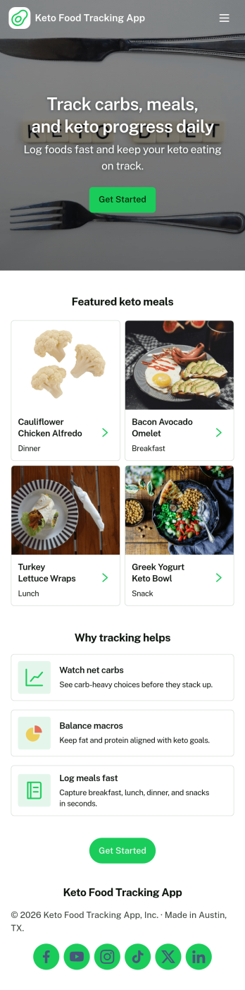 Keto Food Tracking App Template