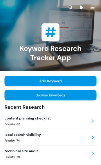 Keyword Research Tracker App Template