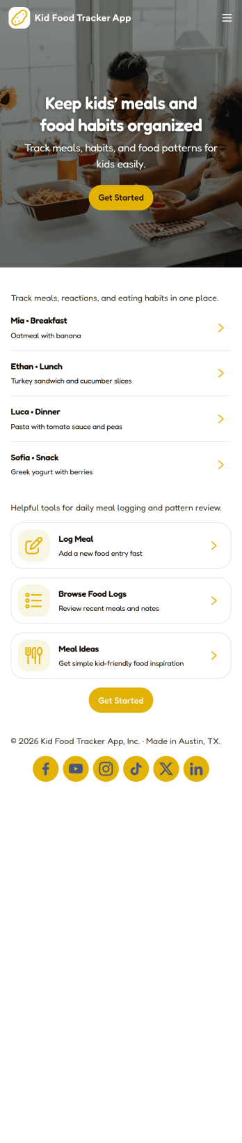 Kid Food Tracker App Template