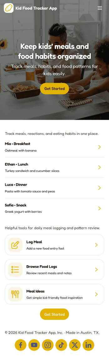 Kid Food Tracker App Template
