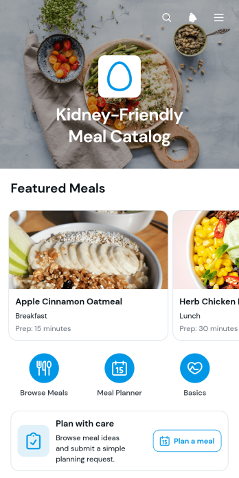 Kidney-Friendly Meal Catalog App Template