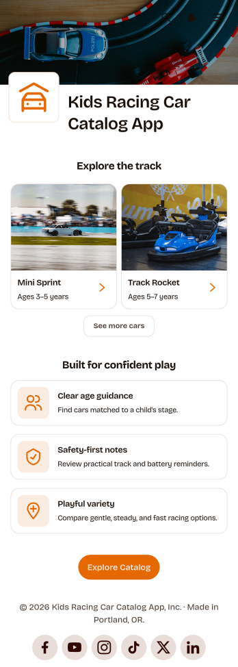 Kids Racing Car Catalog App Template