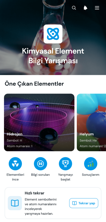 Kimyasal Element Bilgi Yarışması Uygulama Șablonu