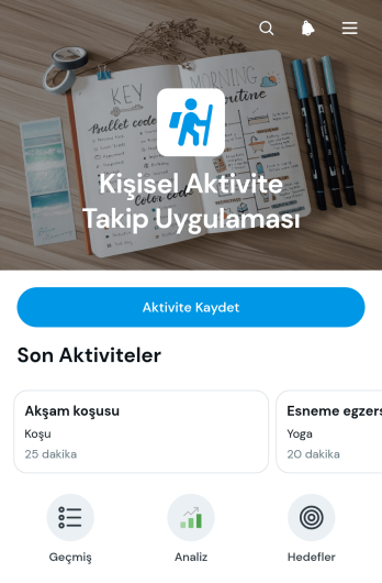 Kişisel Aktivite Takip Uygulama Șablonu